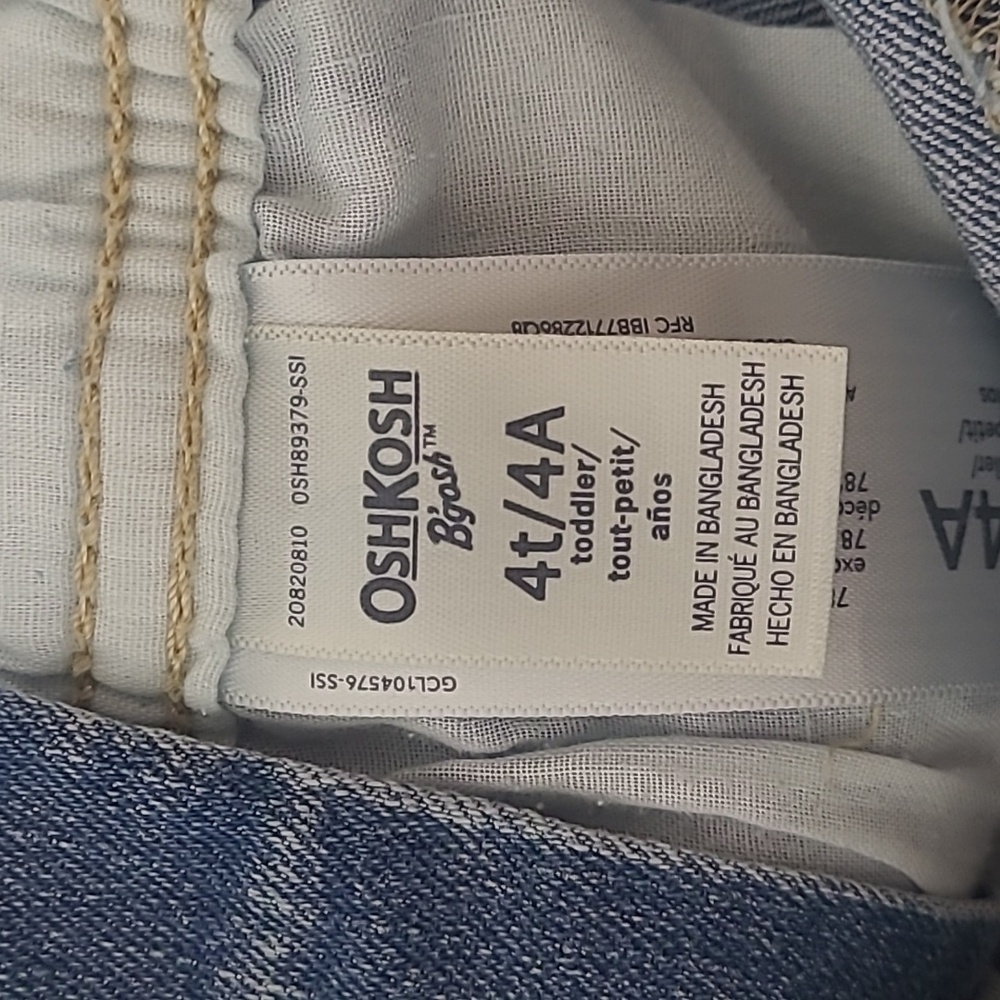 OshKosh B'gosh Classic Blue Denim Overalls- 4T NWOT - Picture 3 of 4